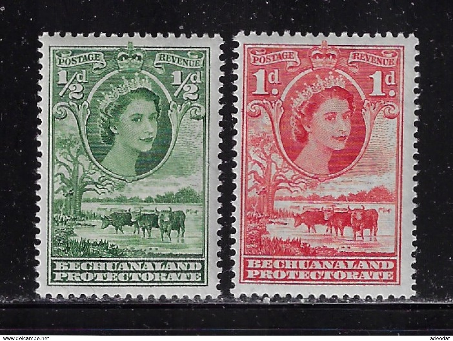 BECHUANALAND 1955-58  SCOTT #154-155 MH - 1885-1964 Herrschaft Von Bechuanaland