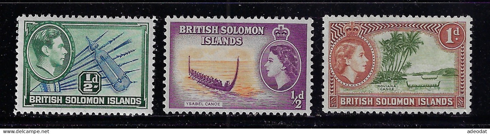 BRITISH SOLOMON ISLAND 1939,1956  SCOTT#67,89,90 MNH - British Solomon Islands (...-1978)