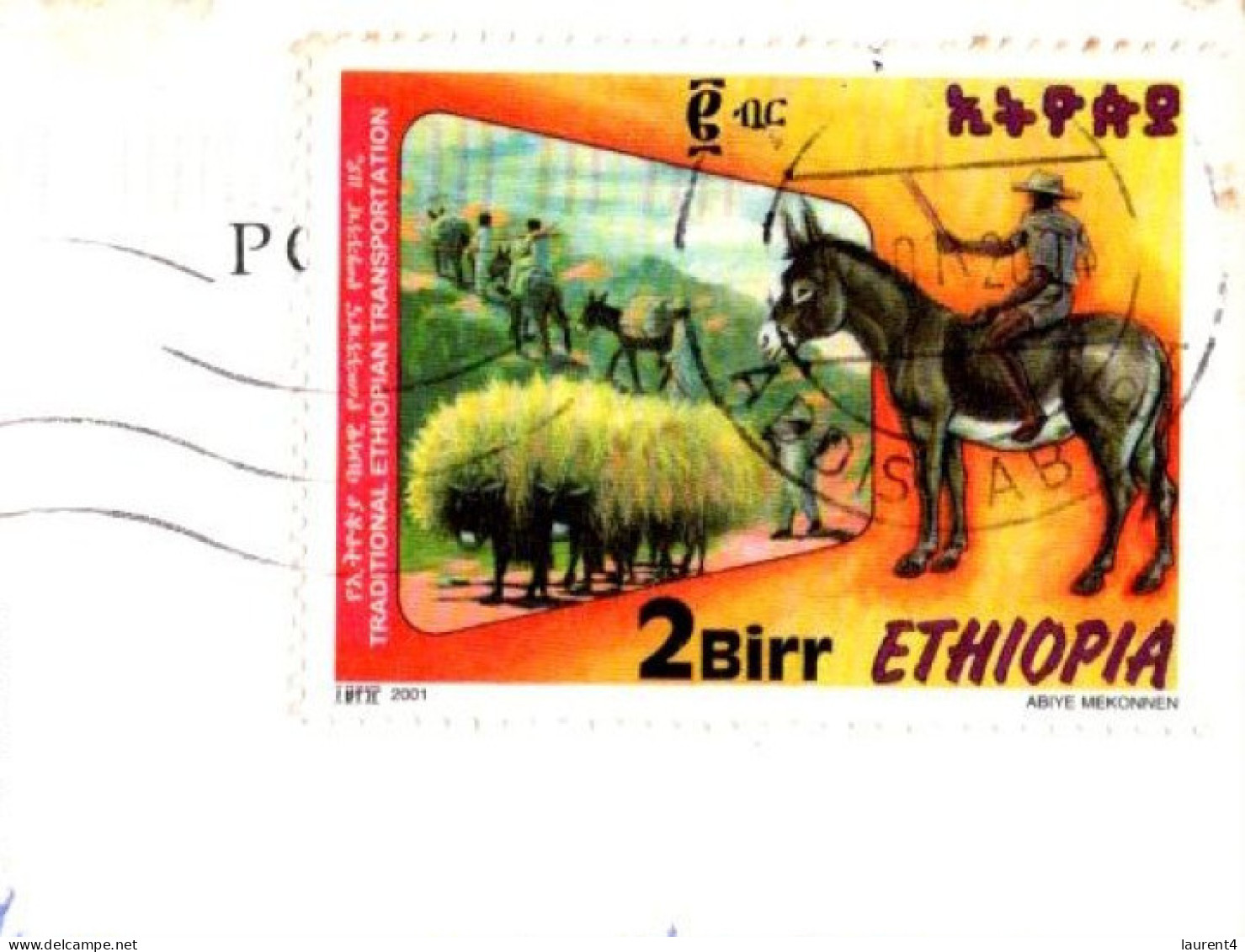 1-12-2023 (1 W 1) Ethiopia (posted To Australia In 2004) UNESCO Site Of Lalibela (with Donkey Stamp) - Ethiopie