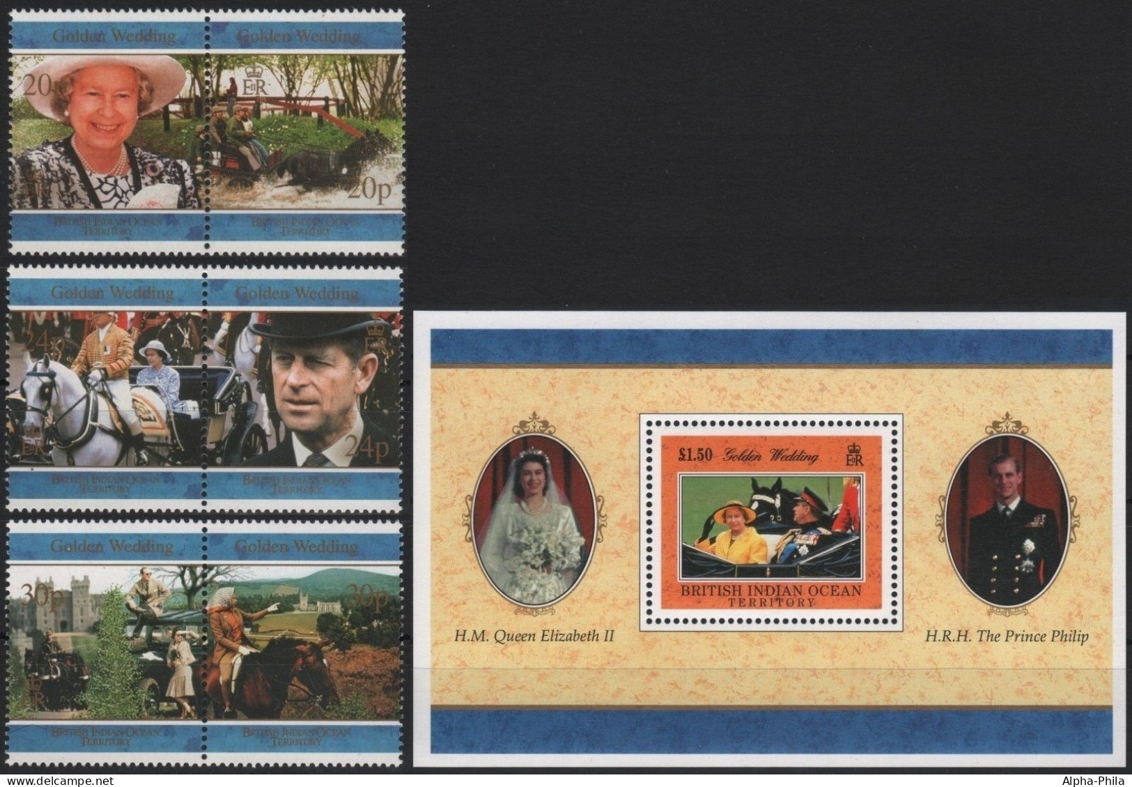 BIOT 1997 - Mi-Nr. 196-201 & Block 9 ** - MNH - Goldene Hochzeit - Territoire Britannique De L'Océan Indien