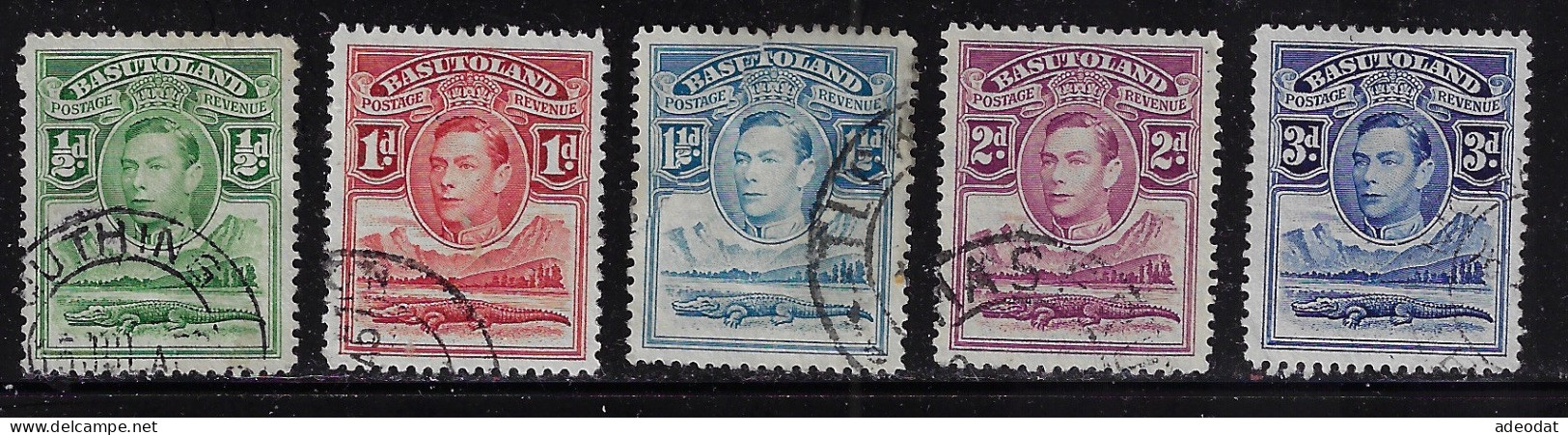 BASUTOLAND 1938 GEORGE VI  SCOTT#18-22 CANCELLED CV - 1933-1964 Colonie Britannique