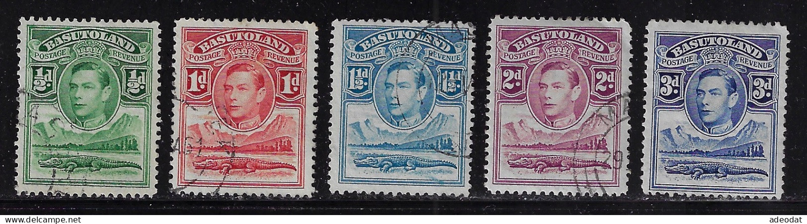 BASUTOLAND 1938 GEORGE VI  SCOTT#18-22 USED CV - 1933-1964 Colonie Britannique