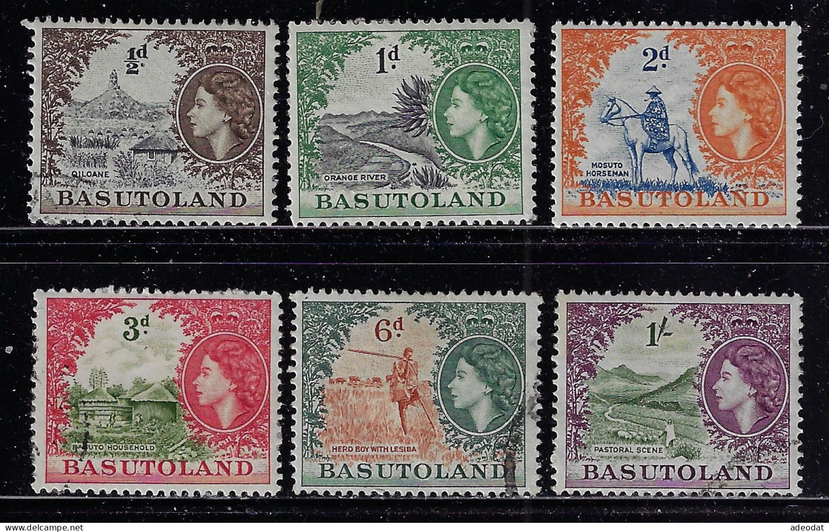 BASUTOLAND 1954  SCOTT #46-49,51,52 USED - 1933-1964 Colonia Britannica