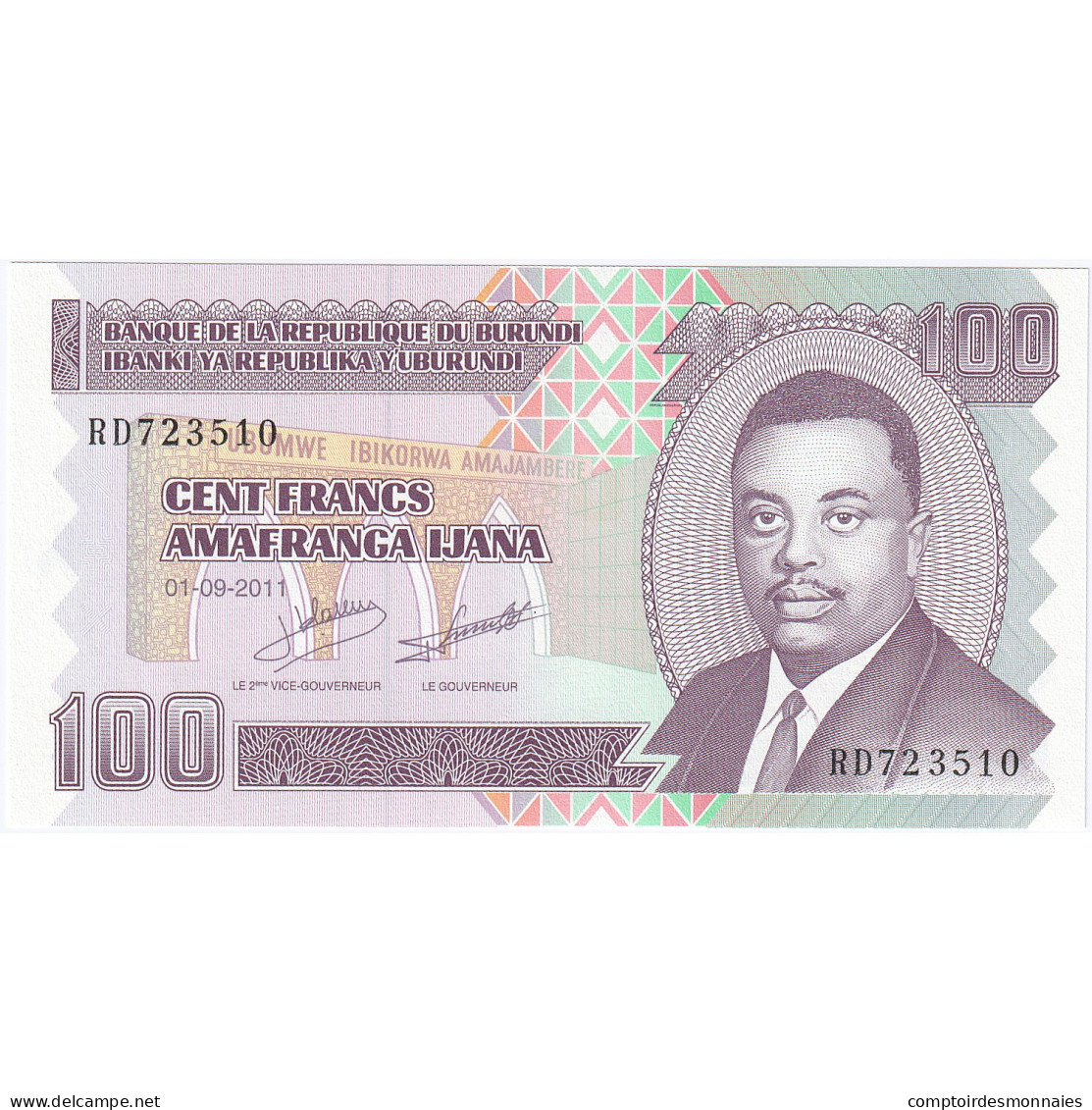 Billet, Burundi, 100 Francs, 2011-09-01, KM:44b, NEUF - Burundi