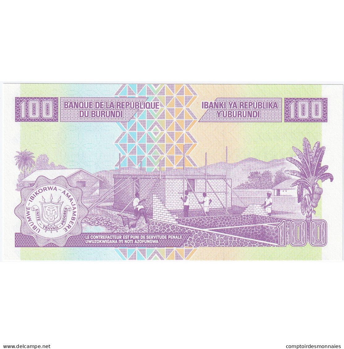 Billet, Burundi, 100 Francs, 2011-09-01, KM:44b, NEUF - Burundi