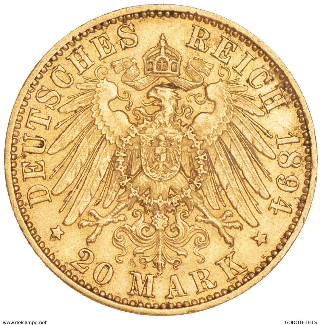 Allemagne-Royaume De Saxe 20 Marks Albert Ier De Saxe 1894 Dresde - 5, 10 & 20 Mark Goud