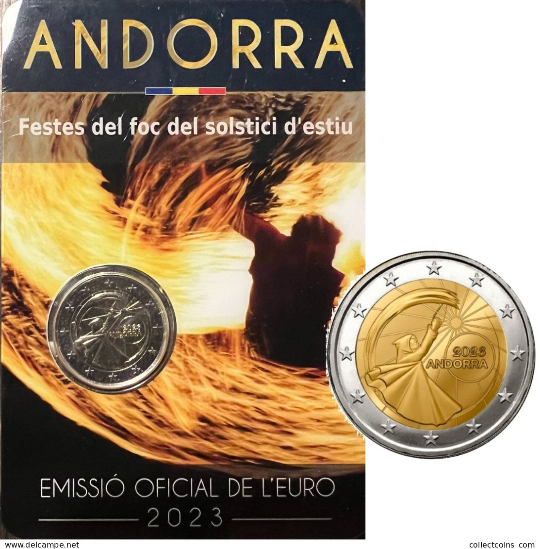 Andorra 2 Euro 2023 Summer Solstice Fire Festivals Zomerzonnewende Feesten UNC Andorre BU Coincard - Andorre