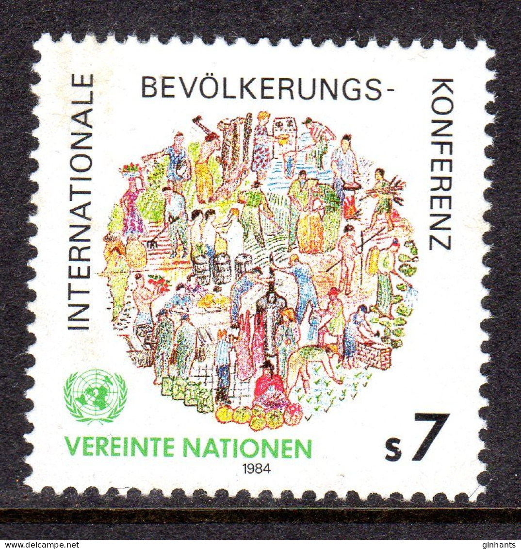 UNITED NATIONS VIENNA - 1984 POPULATION CONFERENCE STAMP FINE MNH ** SG V38 - Neufs