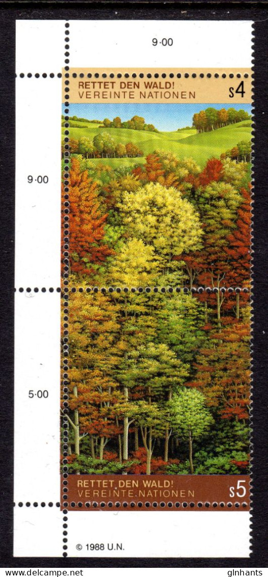 UNITED NATIONS VIENNA - 1988 TREES FORESTS SET (2V) FINE MNH ** SG V79-V80 - Ongebruikt