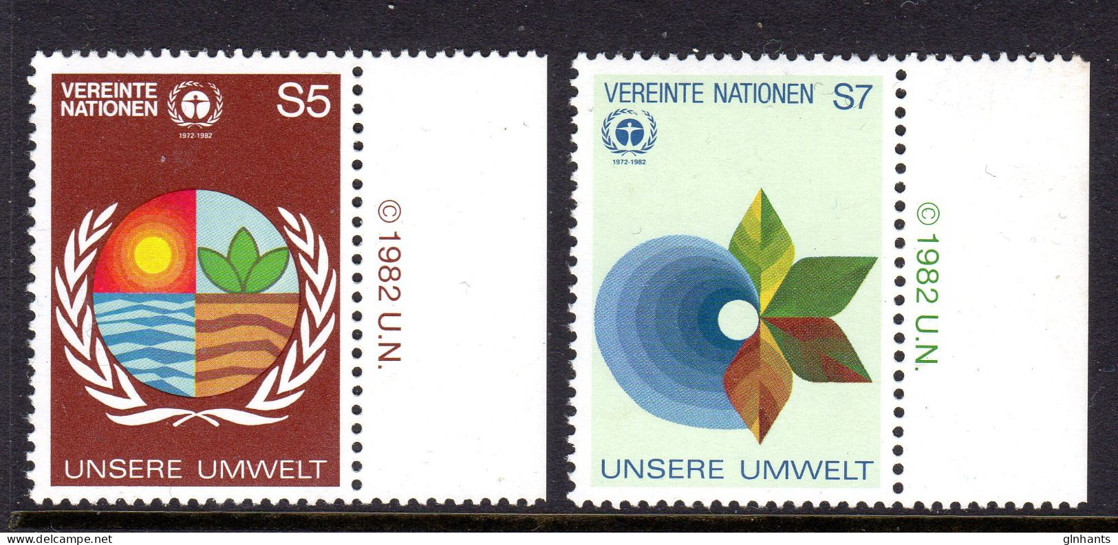 UNITED NATIONS VIENNA - 1982 HUMAN ENVIRONMENT SET (2V) FINE MNH ** SG V24-V25 - Ungebraucht