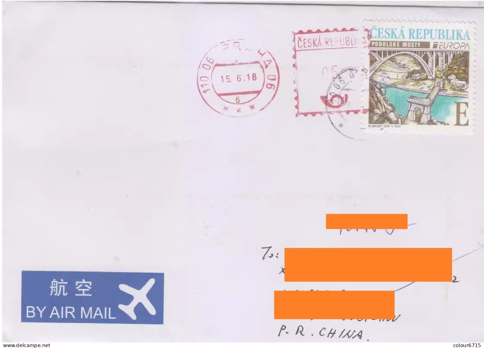 Czech Republic Air Mail Cover To China — 2018 Europa - Bridges Stamp 1v - Covers & Documents