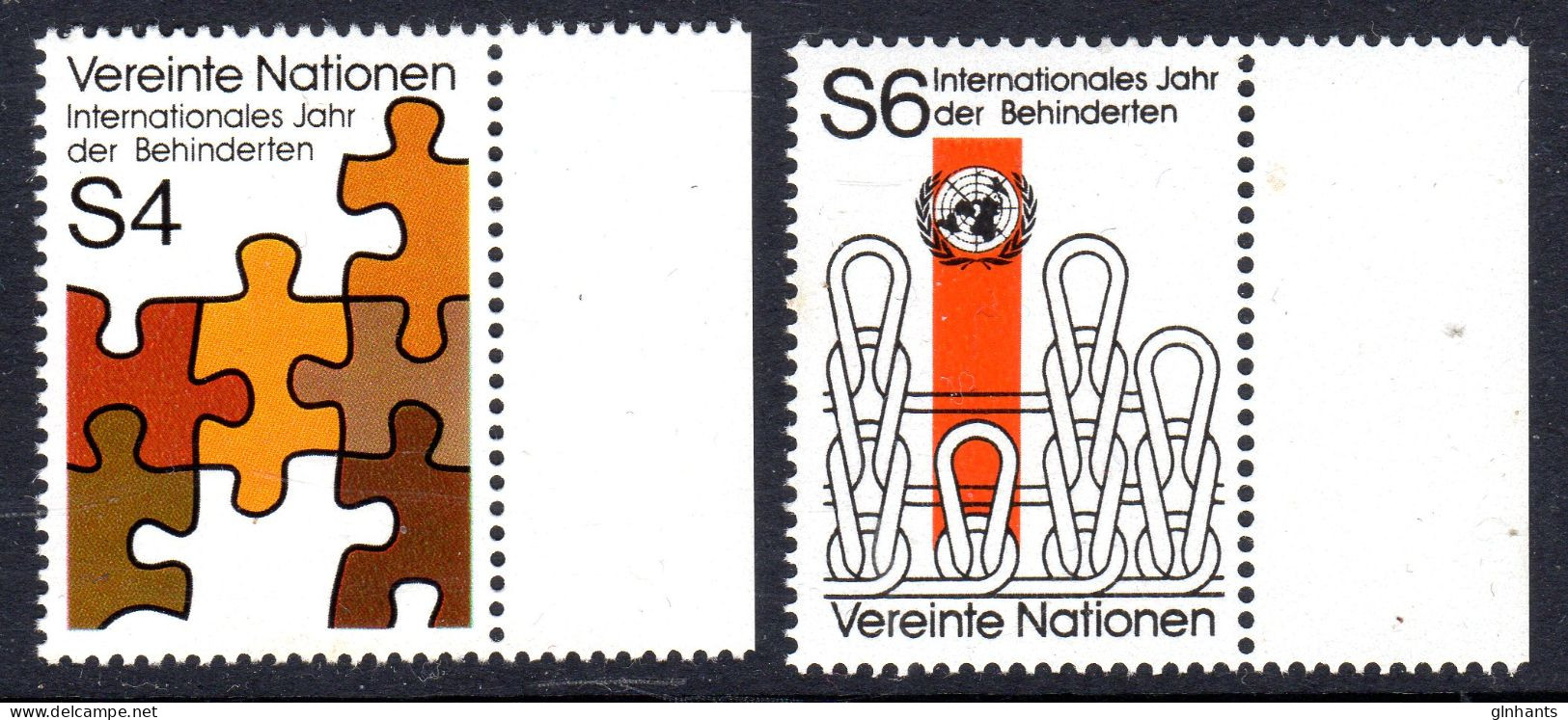 UNITED NATIONS VIENNA - 1981 TEAR OF DISABLED SET (2V) FINE MNH ** SG V18-V19 - Neufs