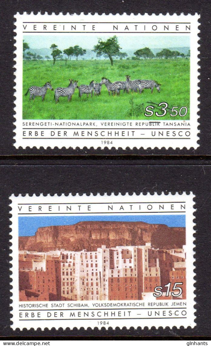 UNITED NATIONS VIENNA - 1984 WORLD HERITAGE UNESCO SET (2V) FINE MNH ** SG V41-V42 - Ongebruikt