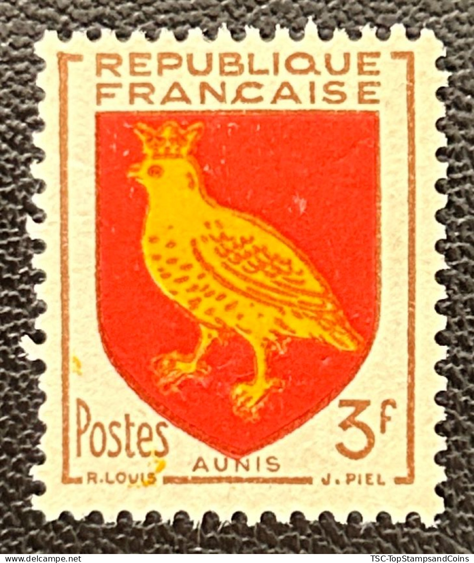 FRA1004MNH3 - Armoiries De Provinces (VII) - Aunis - 3 F MNH Stamp W/o/ Gum - 1954 - France YT 1004 - 1941-66 Coat Of Arms And Heraldry