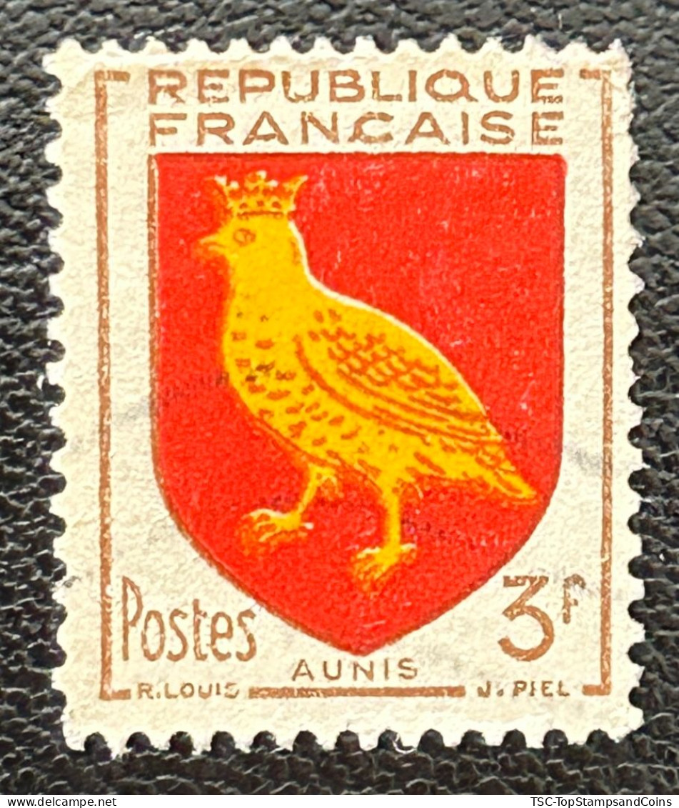 FRA1004U3 - Armoiries De Provinces (VII) - Aunis - 3 F Used Stamp - 1954 - France YT 1004 - 1941-66 Coat Of Arms And Heraldry