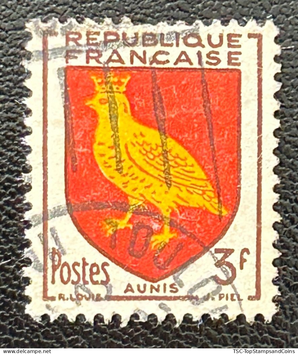 FRA1004U6 - Armoiries De Provinces (VII) - Aunis - 3 F Used Stamp - 1954 - France YT 1004 - 1941-66 Escudos Y Blasones