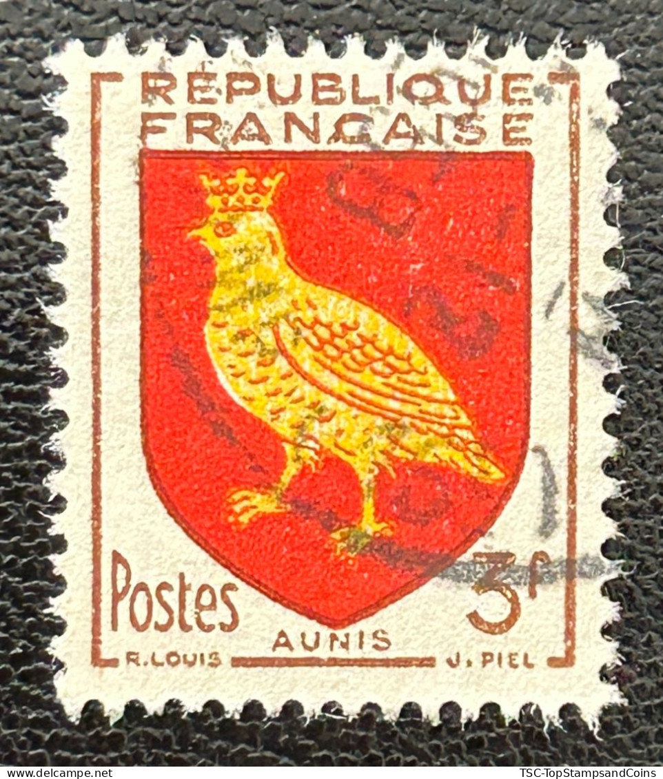 FRA1004U7 - Armoiries De Provinces (VII) - Aunis - 3 F Used Stamp - 1954 - France YT 1004 - 1941-66 Escudos Y Blasones