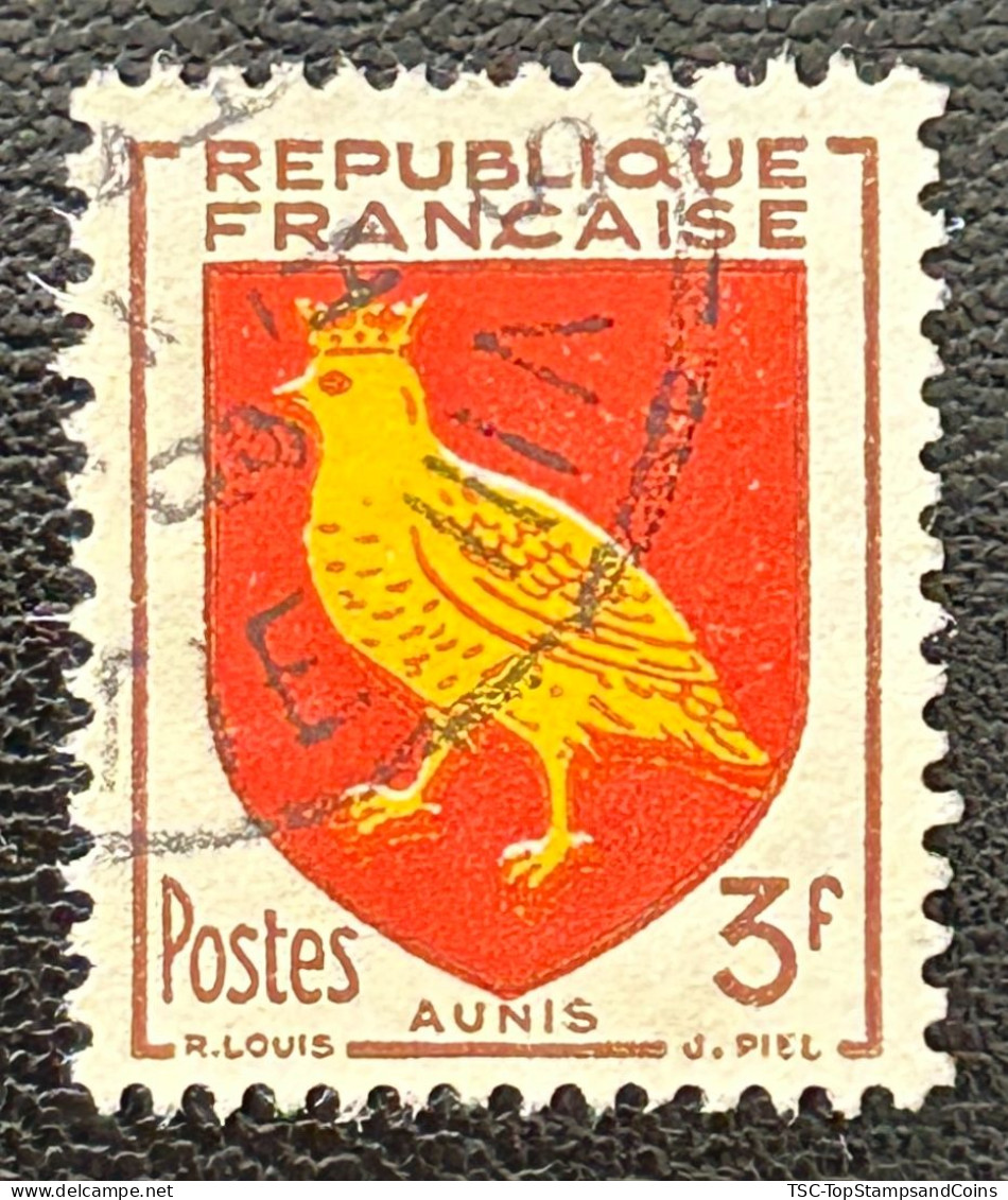 FRA1004UA - Armoiries De Provinces (VII) - Aunis - 3 F Used Stamp - 1954 - France YT 1004 - 1941-66 Armoiries Et Blasons