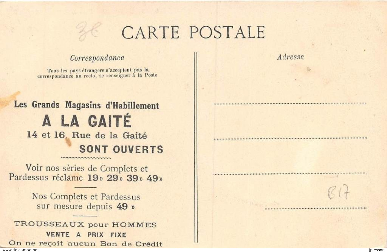 VAL D'OISE  95  BOUFFEMONT - L'EGLISE - PUBLICITE MAGASINS D'HABILLEMENT "A LA GAITE" - Bouffémont