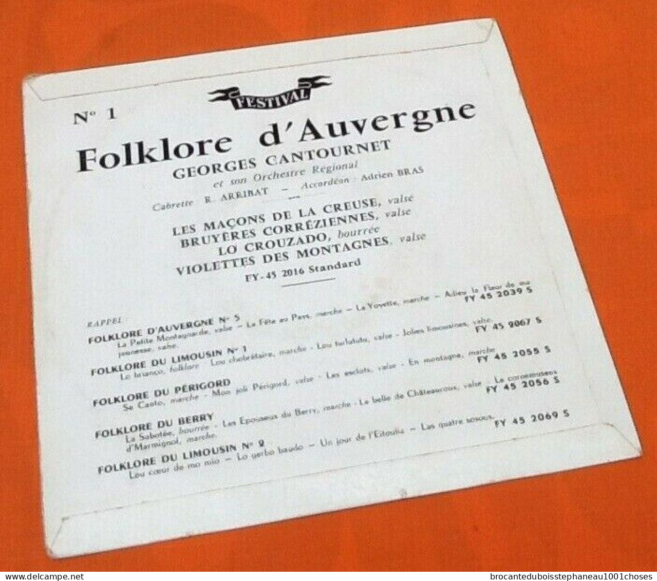 Vinyle 45 Tours  Folklore D' Auvergne N°1  Georges Cantournet Et Son Orchestre Régional (1956) - Country Et Folk