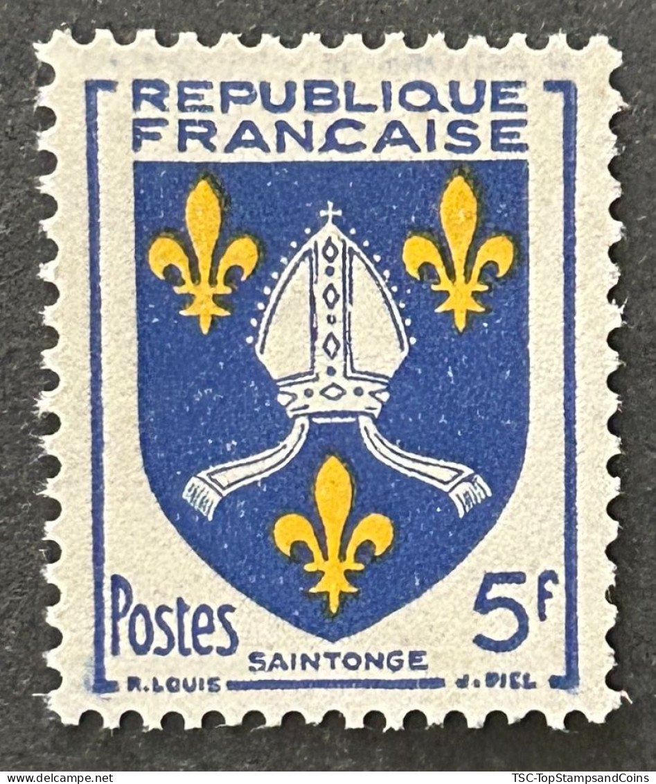 FRA1005MNH1 - Armoiries De Provinces (VII) - Saintonge - 5 F MNH Stamp - 1954 - France YT 1005 - 1941-66 Coat Of Arms And Heraldry