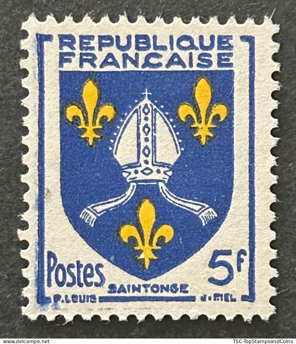 FRA1005MNH2 - Armoiries De Provinces (VII) - Saintonge - 5 F MNH Stamp W/o Gum - 1954 - France YT 1005 - 1941-66 Armoiries Et Blasons