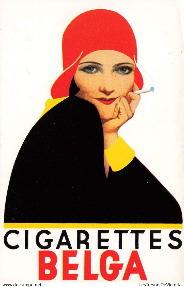 PUBLICITE - Cigarettes Belga - Une Femme Avec Un Bonnet Rouge Fumant Cigarette - Carte Postale - Werbepostkarten