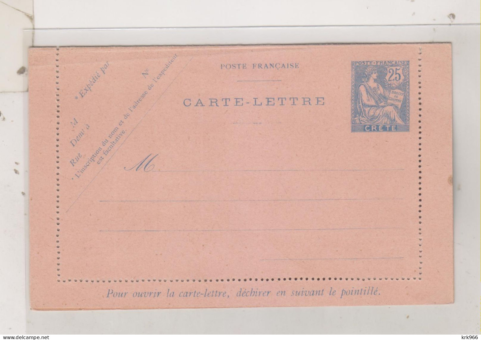 FRANCE  CRETE Nice Postal Stationery Unused - Andere & Zonder Classificatie