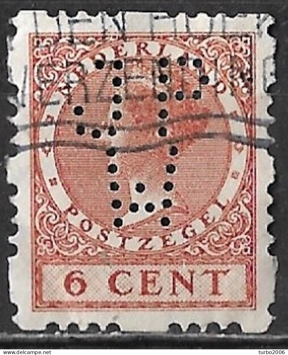 Perfin JPW (N.V. J.P. Wijers' Industrie- En Handelsondern) In 1926 Type Veth 6 Ct Bruin Vierzijdige Roltanding NVPH R 41 - Perforés