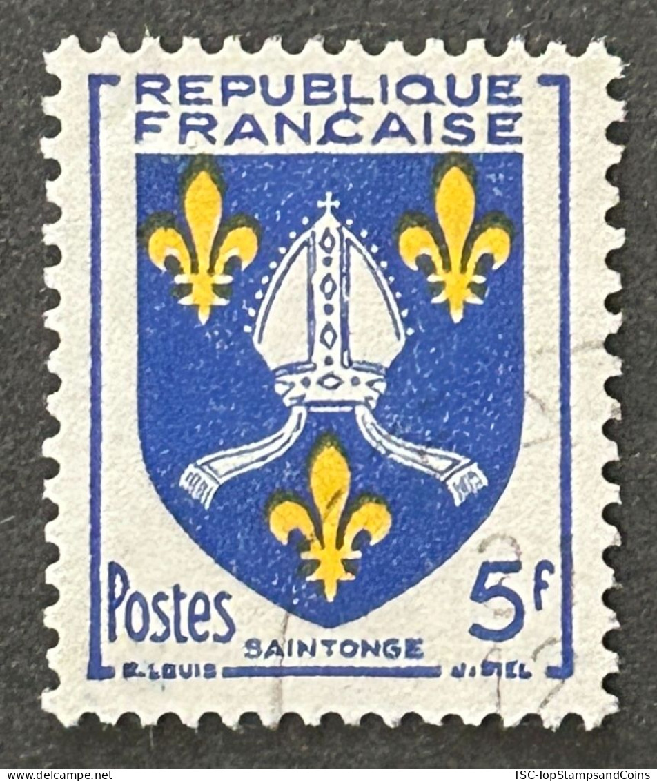 FRA1005U4 - Armoiries De Provinces (VII) - Saintonge - 5 F Used Stamp - 1954 - France YT 1005 - 1941-66 Coat Of Arms And Heraldry