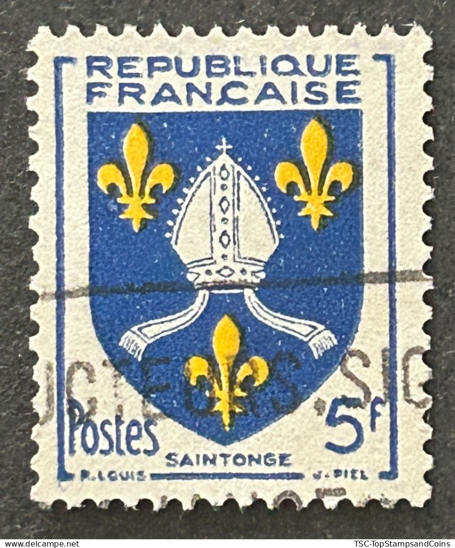 FRA1005U5 - Armoiries De Provinces (VII) - Saintonge - 5 F Used Stamp - 1954 - France YT 1005 - 1941-66 Escudos Y Blasones
