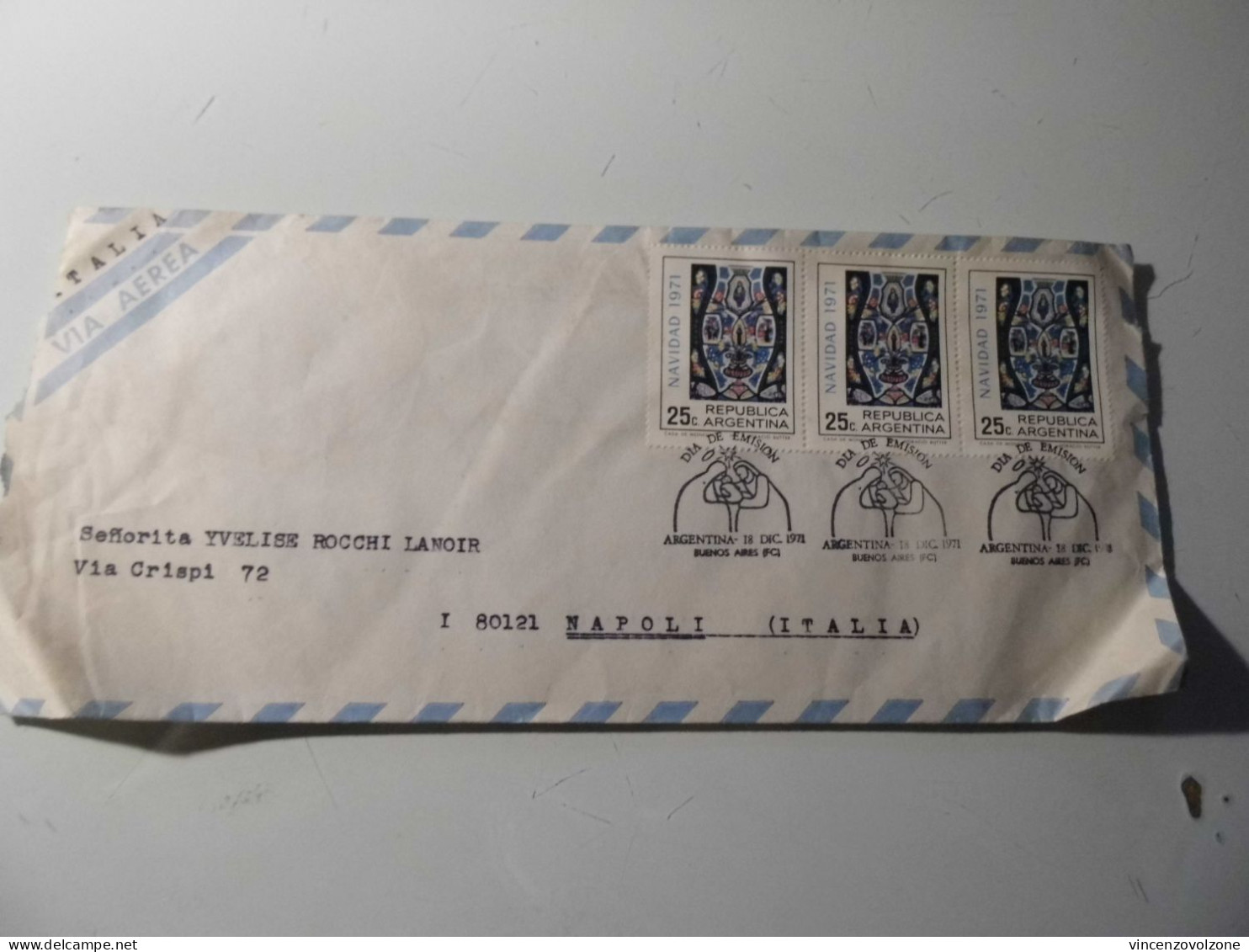 Busta Viaggiata Posta Aerea Per L'italia "DIA DE EMISION NAVIDAD 1971" - Storia Postale