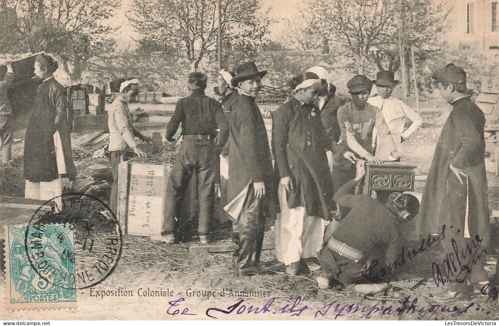 FRANCE - Marseille - Exposition Coloniale - Groupe D’Annamiles - Carte Postale Ancienne - Mostra Elettricità E Altre