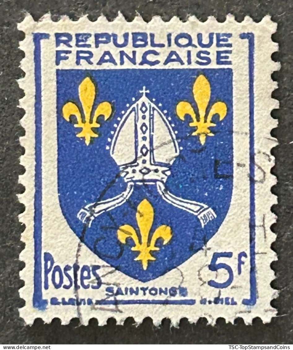 FRA1005U7 - Armoiries De Provinces (VII) - Saintonge - 5 F Used Stamp - 1954 - France YT 1005 - 1941-66 Armoiries Et Blasons