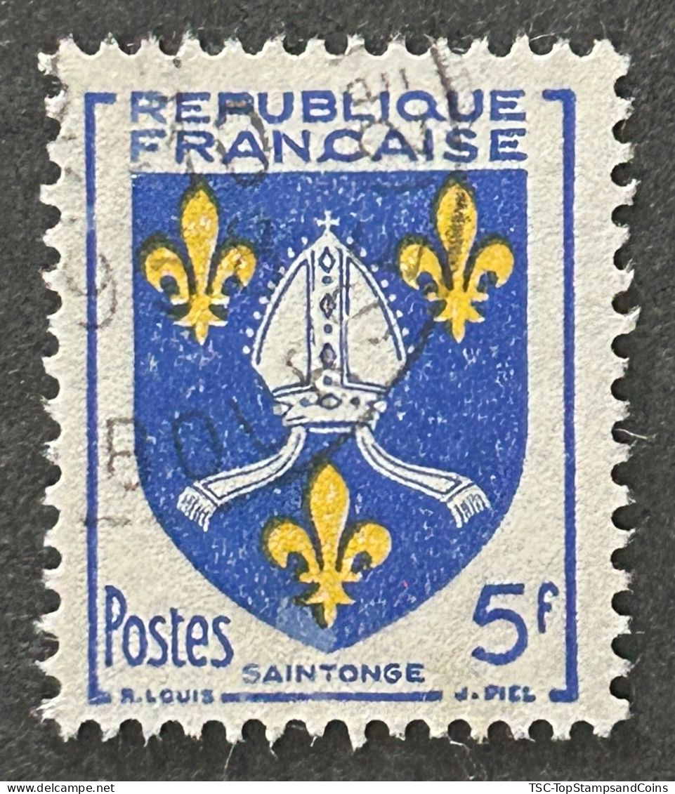 FRA1005U8 - Armoiries De Provinces (VII) - Saintonge - 5 F Used Stamp - 1954 - France YT 1005 - 1941-66 Escudos Y Blasones