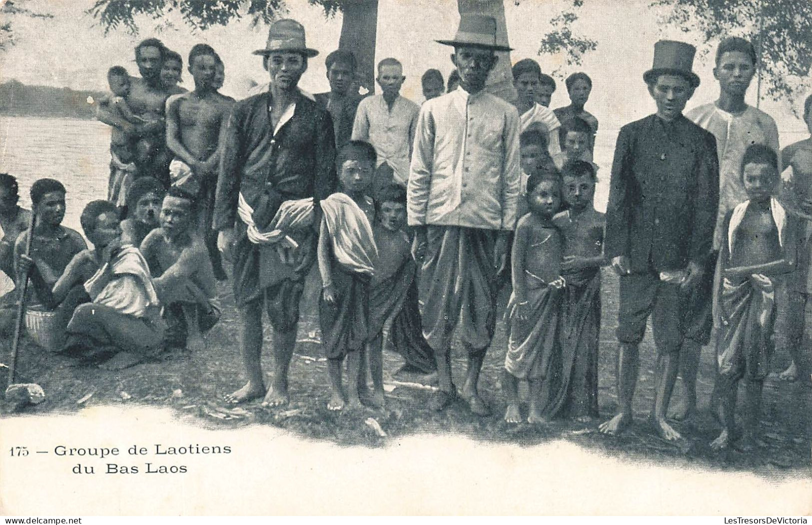 PEINTURES & TABLEAUX - Groupe De Laotiens Du Bas Laos- Carte Postale Ancienne - Malerei & Gemälde