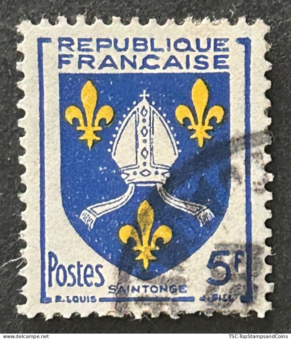 FRA1005UA - Armoiries De Provinces (VII) - Saintonge - 5 F Used Stamp - 1954 - France YT 1005 - 1941-66 Armoiries Et Blasons