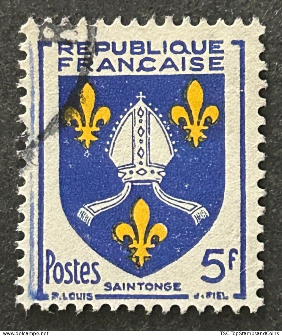 FRA1005UB - Armoiries De Provinces (VII) - Saintonge - 5 F Used Stamp - 1954 - France YT 1005 - 1941-66 Armoiries Et Blasons