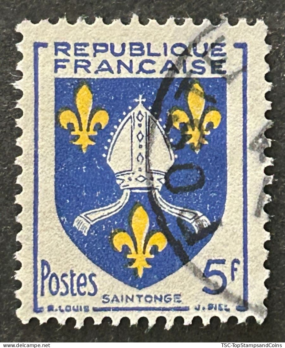 FRA1005UC - Armoiries De Provinces (VII) - Saintonge - 5 F Used Stamp - 1954 - France YT 1005 - 1941-66 Armoiries Et Blasons