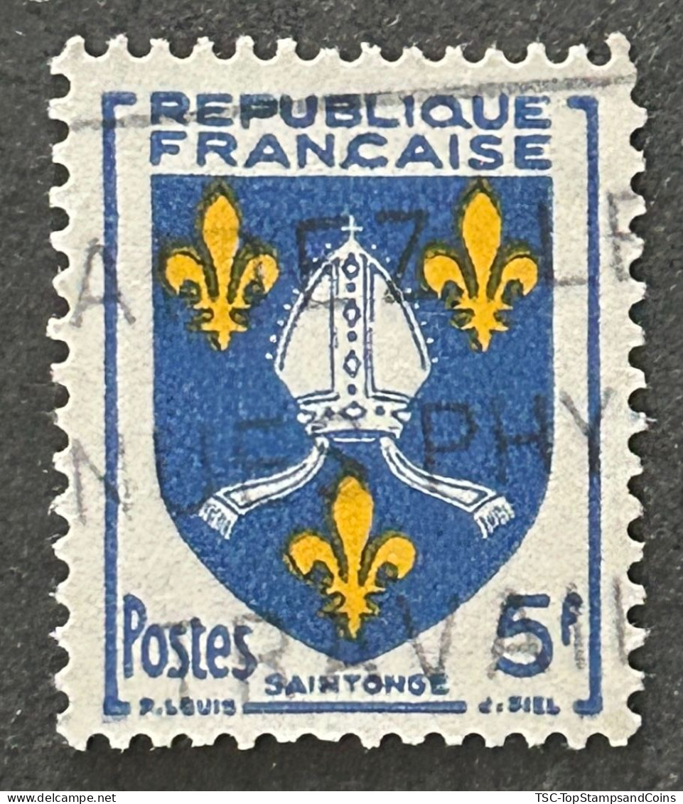 FRA1005UF - Armoiries De Provinces (VII) - Saintonge - 5 F Used Stamp - 1954 - France YT 1005 - 1941-66 Escudos Y Blasones