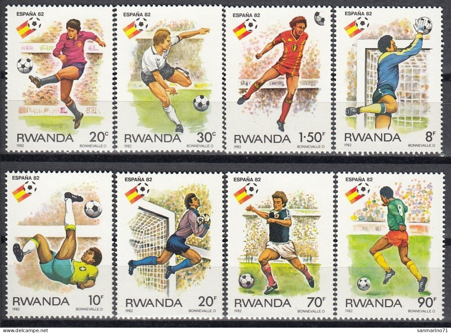 RWANDA 1179-1186,unused,football - Ongebruikt