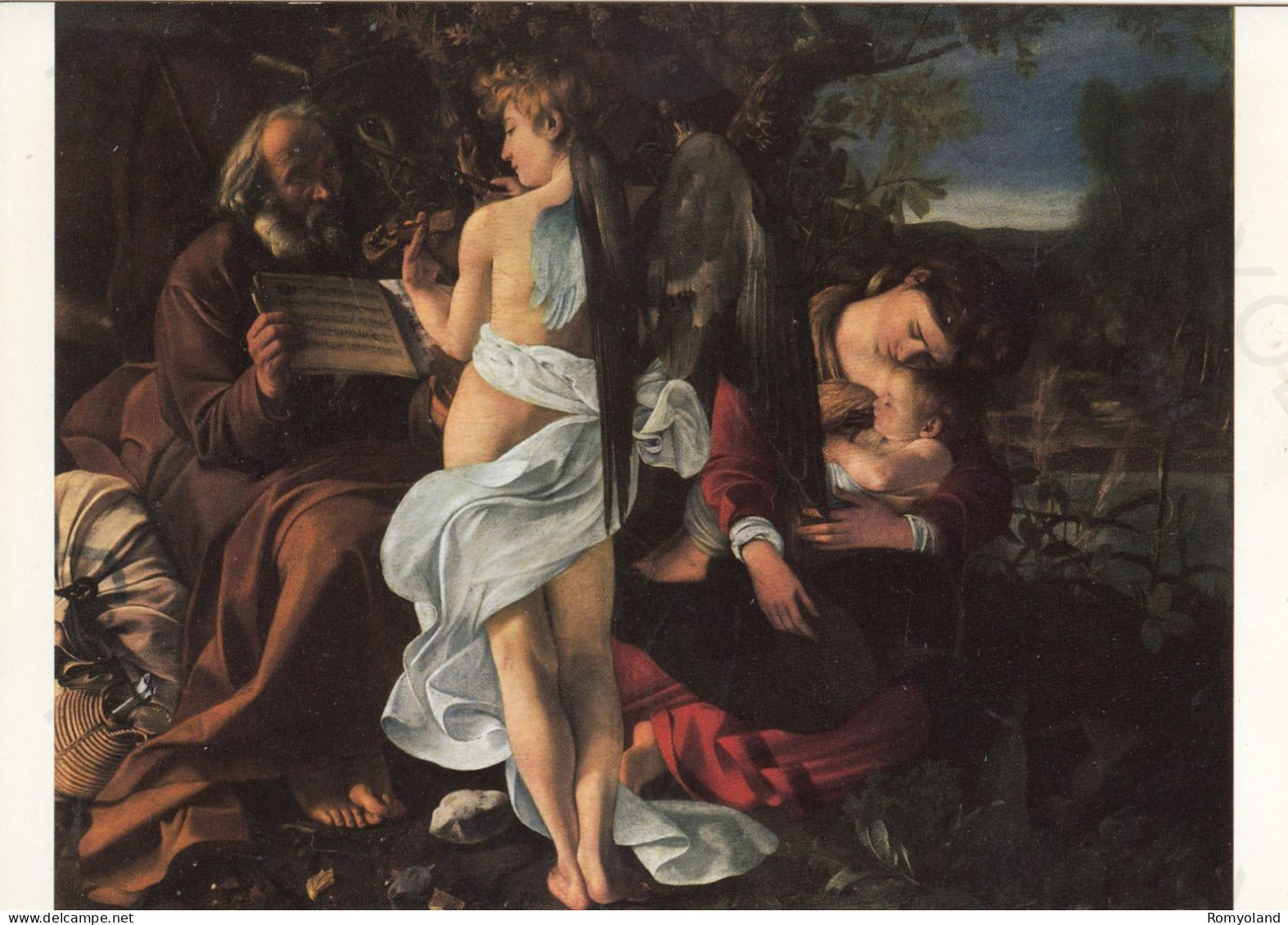 CARTOLINA  ROMA,LAZIO-CARAVAGGIO-IL RIPOSO IN EGITTO (GALLERIA DORIA)-STORIA,MEMORIA,CULTURA,RELIGIONE,NON VIAGGIATA - Mostre, Esposizioni