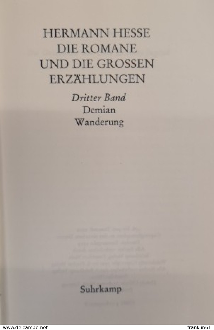 Jubiläumsausgabe Zum Hundertsten Geburtstag Von Hermann Hesse. Acht Bände Im Schuber. - Poems & Essays