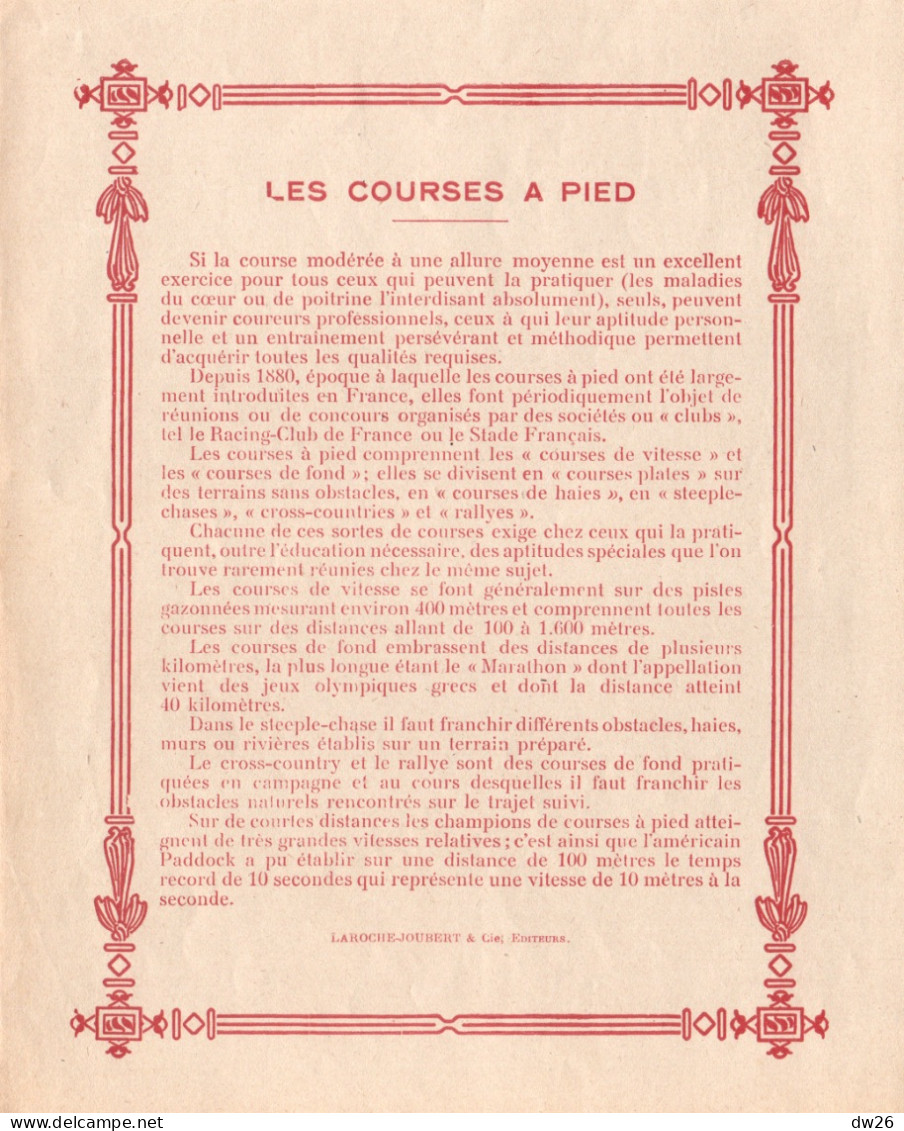Protège-cahiers XIXe: Les Sports - La Course à Pied (Athlétisme) Illustration Monochrome Laroche-Joubert & Cie - Protège-cahiers