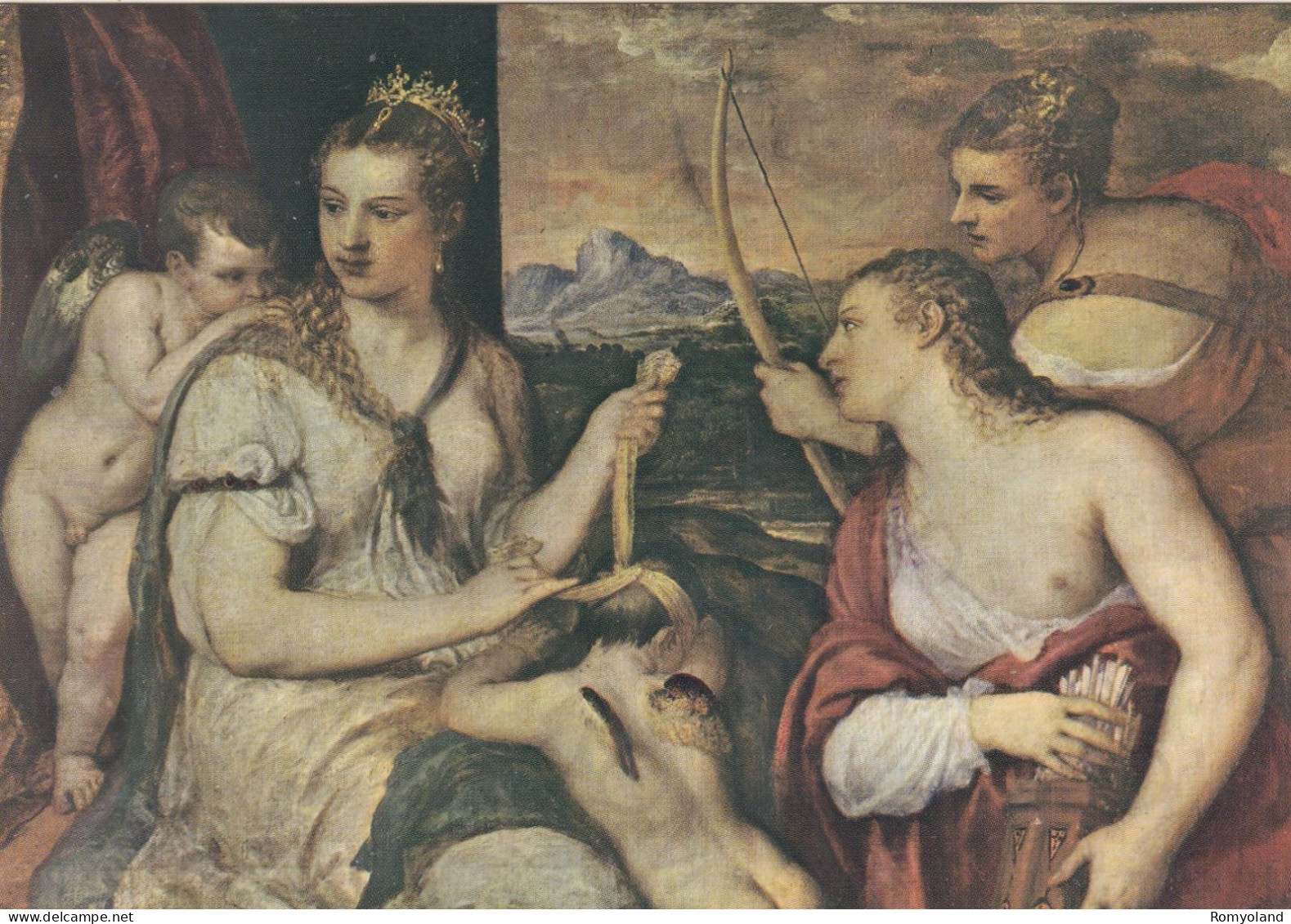 CARTOLINA  ROMA,LAZIO-GALLERIA BORGHESE-TIZIANO VECELLIO(PIEVE 1477?-VENEZIA 1576)-VENERE CHE BENDA AMORE-NON VIAGGIATA - Mostre, Esposizioni