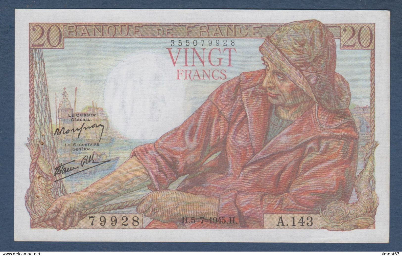 20 Francs  Pêcheur  Du  5 - 7 - 1945 - 20 F 1942-1950 ''Pêcheur''