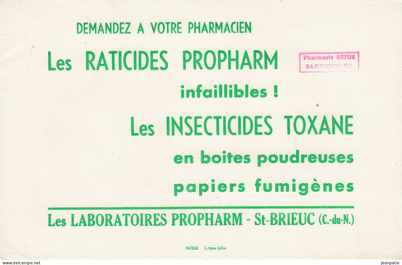 BUVARD & BLOTTER - Contre Le Rat  - Raticide Propharm - Les Laboratoires PROPHARM - Saint Brieuc (Côtes Du Nord) - - Cocoa & Chocolat