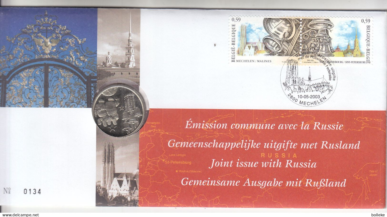 Belgique - Numislettre De 2003 - émission Commune Belgique Russie - Espace - Cloches - - Numisletter