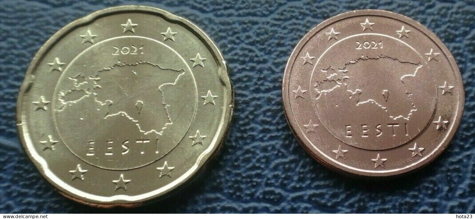 Estonia , Estland 2021- Coin  2  +  20 Cent Kursmünze, Unzirkuliert / Bankfrisch  UNC - Estonia