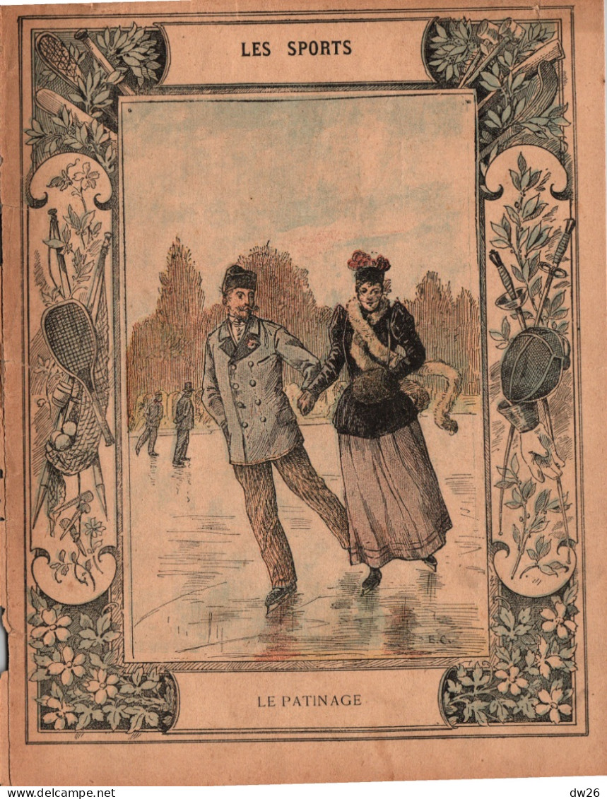 Protège-cahiers XIXe: Les Sports - Le Patinage (Patin à Glace) Illustration Couleur Papeterie D'Angoulême - Coberturas De Libros